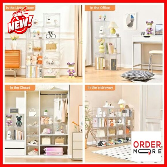 Clear Acrylic Purse Organizer Display Box with Magnetic Door - 5 Pack - Picture 6 of 8